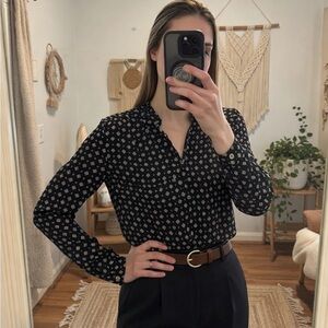 Tommy Hilfiger Dark Blue (Navy) Patterned Blouse – Size Small / Petite